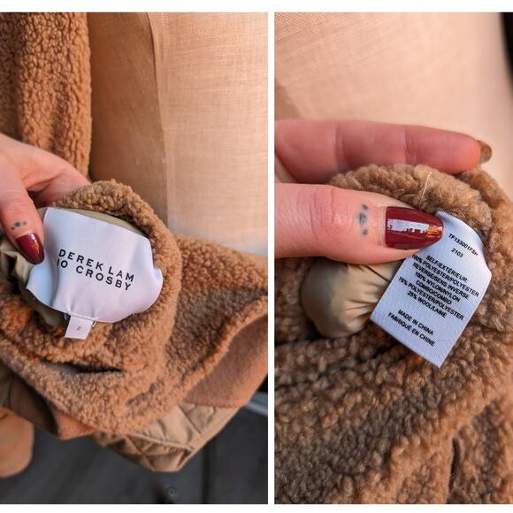 Brown Faux Fur Coat Teddy Jacket Quilted Puffer Coat Designer Reversible Large - Picture 15 of 16